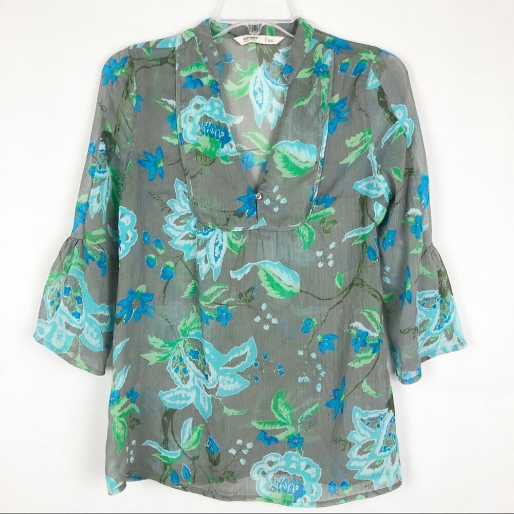 Old Navy Womens Top XS Sheer Lightweight Flowy Cottagecore Forest Fairy Boho